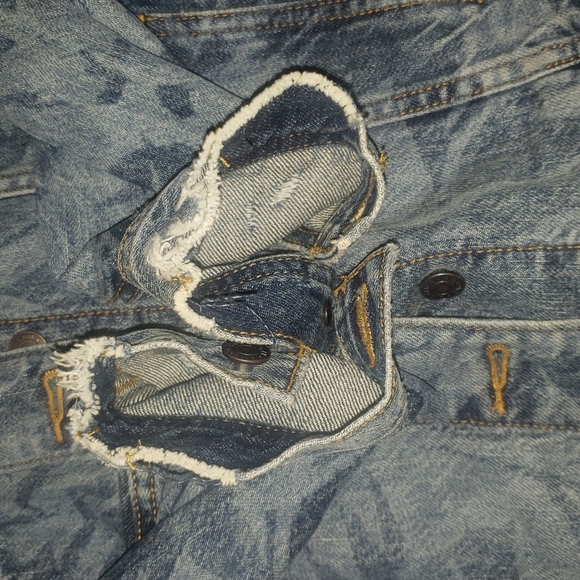 AMERICAN EAGLE OVERSIZED DENIM JACKET WITH LEAF PRINT - Picture 2 of 5